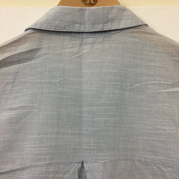 Zara Womens Size S Button Up Shirt Short Sleeve Light Blue Cotton Blend - Picture 9 of 12